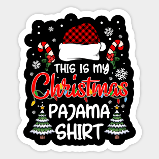 This Is My Christmas Pajama Shirt Xmas Lights Funny Holiday T-Shirt Sticker